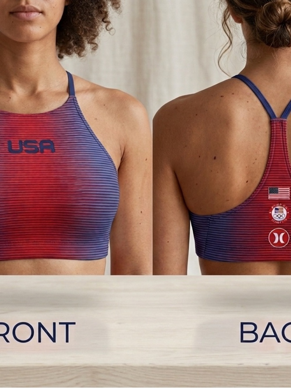🇺🇸🏊 Hurley USA Olympic Team Striped Swim Top XL NWT 8887-20 🏊🇺🇸